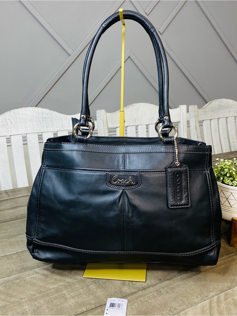 Coach Black Leather Park Carryall Handbag Tote Shoulder Bag F19728